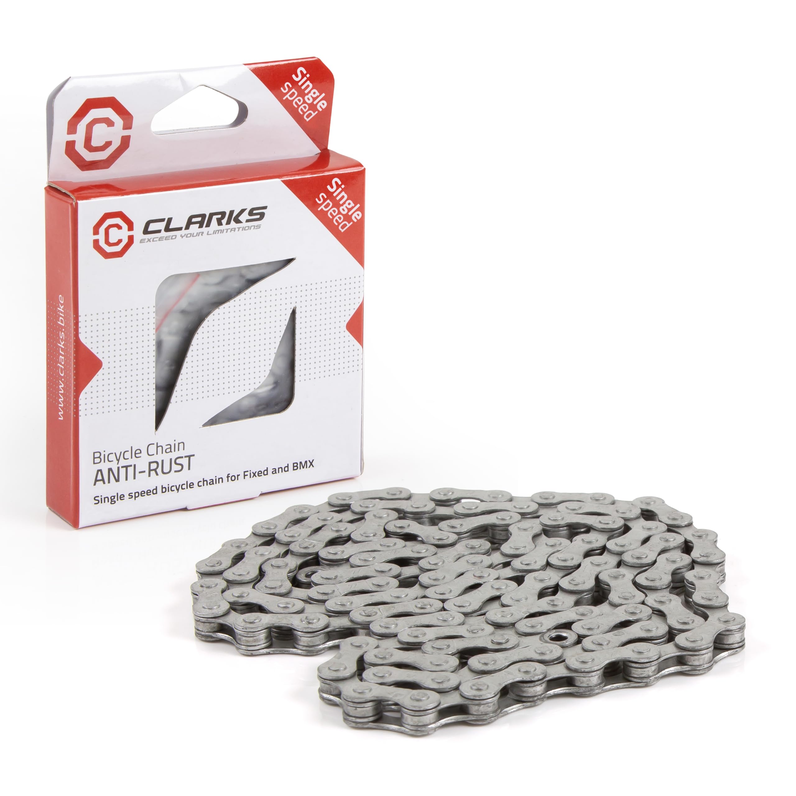 Clarks Cycle Systems CL410AR Single Speed Anti-Rust Chain, Including Split Link, 1/2x1/8" (112 Links)