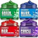 4 Colors Temporary Hair Color for Kids,Valentines Day Gifts for Teens,Girls,Boys,Gifts for Kids,Temporary Hair Dye,Hair Color Spray Green Red Blue Purple Hair Dye Hair Wax Color,Instant Hair Color Wax