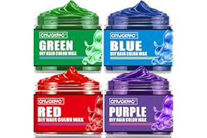 CMWGKBC 4 Colors Temporary Hair Color for Kids,Gifts for Teens,Girls,Boys,Gifts for Kids,Temporary Hair Dye,Hair Color Spray Green Red Blue Purple Hair Dye Hair Wax Color,Instant Color Wax Halloween Party