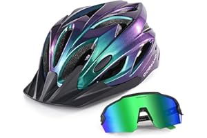 Odoland Adult Bike Helmet with Cycling Sunglasses,Bicycle Helmet Mountain Road Bike Cycling Certified Lightweight Adjustable 