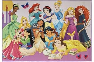 Gertmenian Disney Princesses Indoor Area Rug - 4x6 Large, Non-Slip, Ideal for Children in Bedroom, Game Room, Classroom, Nursery, or Play Area - Multi, 21275