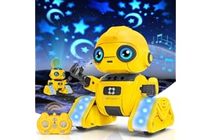FLYBAKIZ Robot Toys for Boys Girl, Rechargeable Remote Control Robot with Star Projector, Auto-Demonstration, Gesture Sensing, Dance Moves, Music, Kids Toy Robot Gifts for 3,4,5,6 7 8 year old(Yellow)