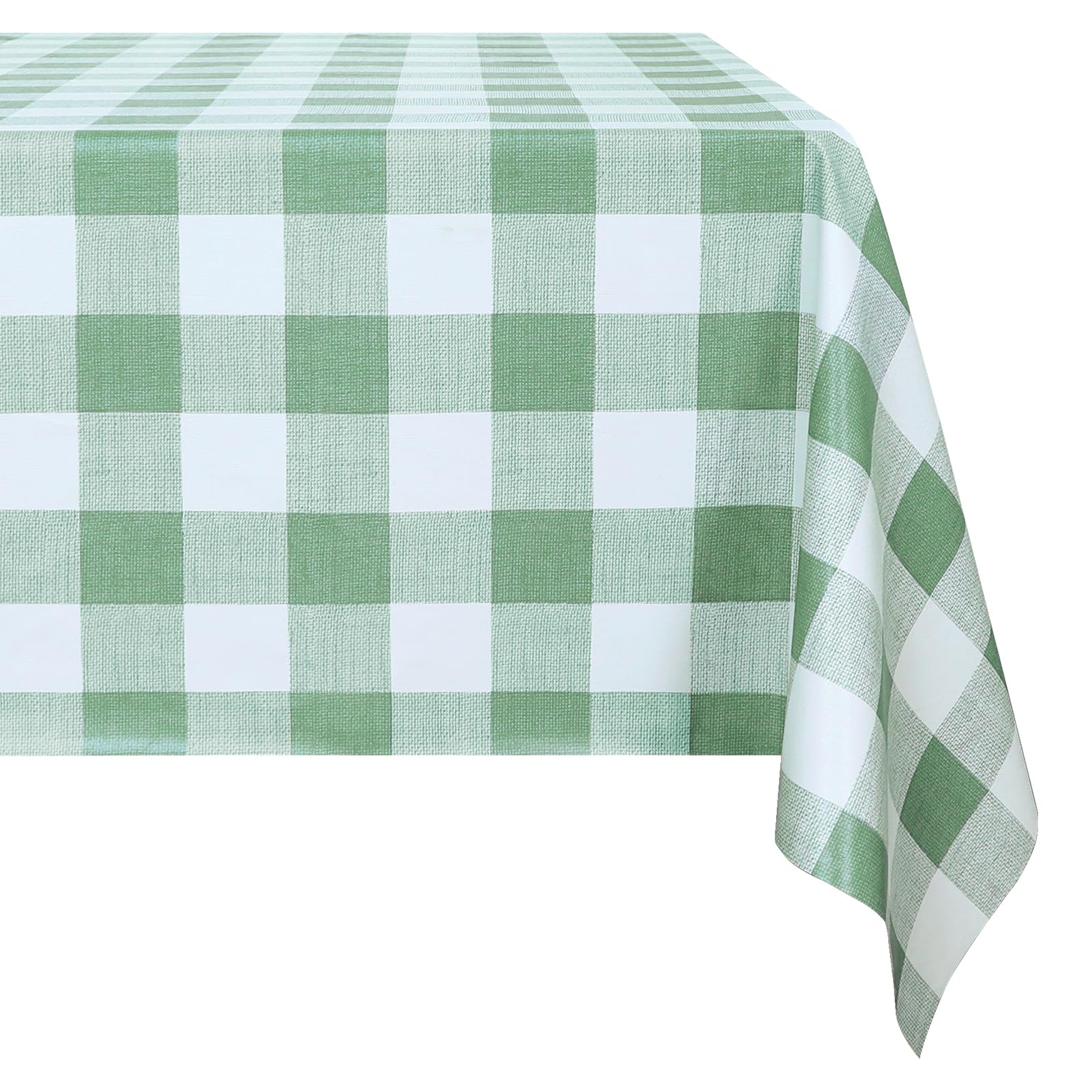Photo 1 of Romanstile Rectangle Plastic Tablecloth, 100% Waterproof Oil-Proof Checkered PVC Table Cloth, Heavy Duty Vinyl Table Cover for Dining, Camping, Picnic, Outdoor - 54 x 108 Inch, Sage Green