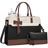 LOVEVOOK Laptop Tote Bag for Women,Leather Work Bag, Waterproof Business Teacher Bag,Large Computer Handbag Purse Briefcase,Office Gifts for Women