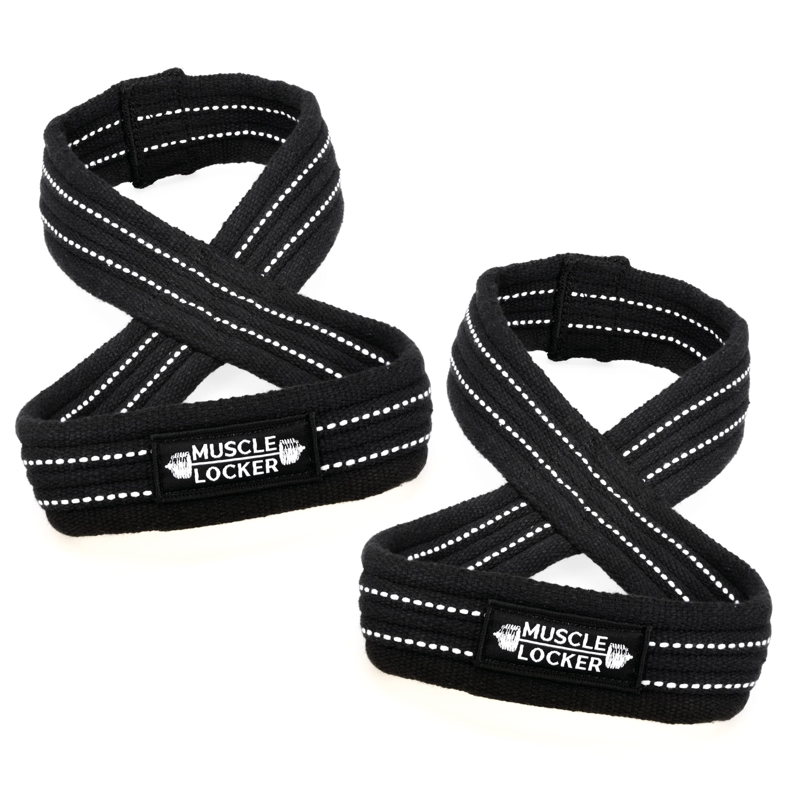 Muscle Locker Figure 8 Lifting Straps - Elite Performance deadlift straps, gym straps, heavy duty cotton