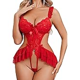 Avidlove Women Lingerie Teddy Lingeries Deep V Lace Bodysuit One Piece Mini Babydoll Exotic Outfits
