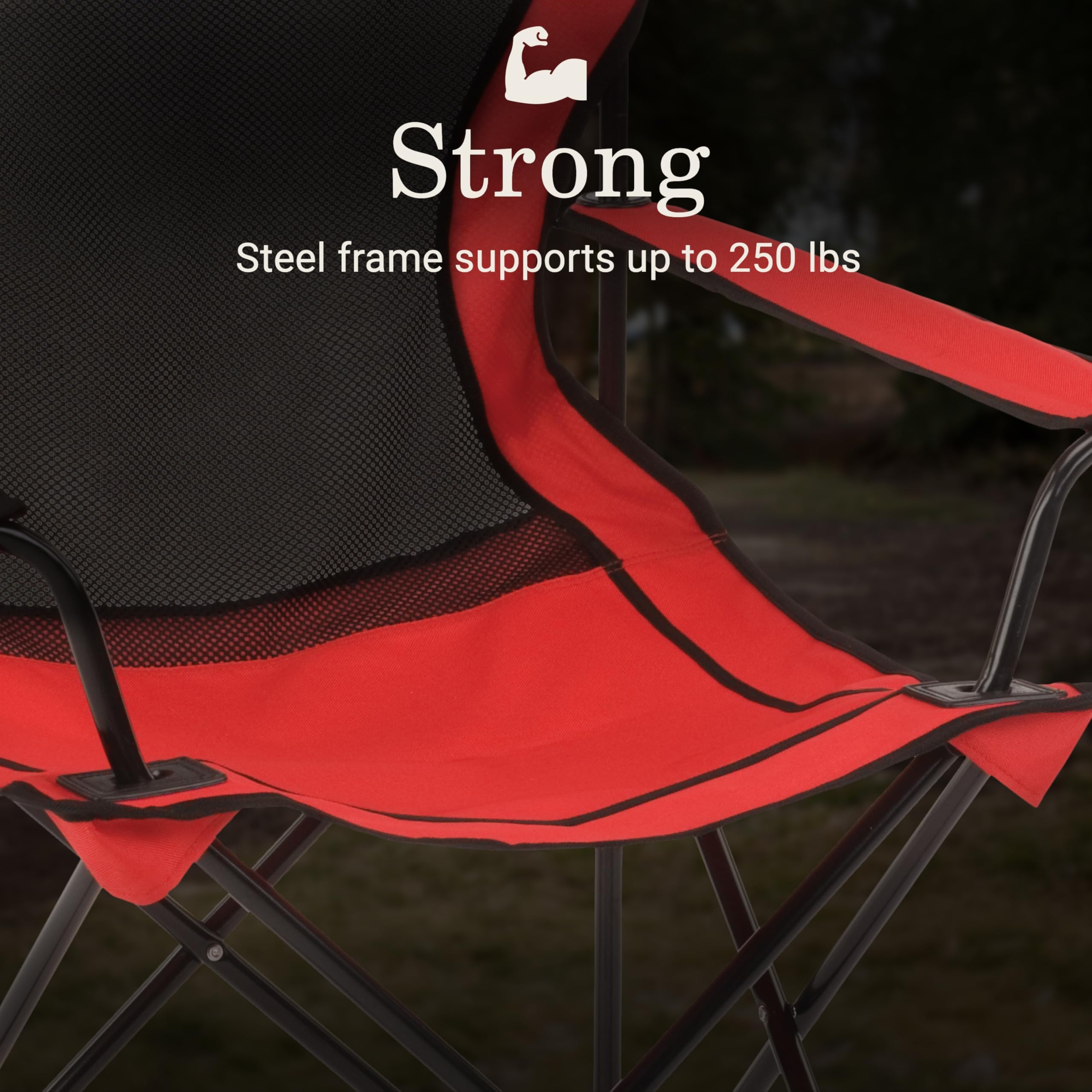 Coleman Broadband Mesh Quad Camping Chair with Carry Bag & Cup Holder, Cooling Mesh Back with Adjustable Arms, Great for Camping, Tailgating, Firepits, Patio, & More