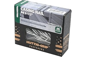 OHIY Huttig-Grip Heavy Duty Casing Nail 8d 2-1/2 inches Finish Trim Series for Window and Door Frame Assembly, OG Outdoor Galvanized, 1 lb Pack of 133 Nails Apprx.