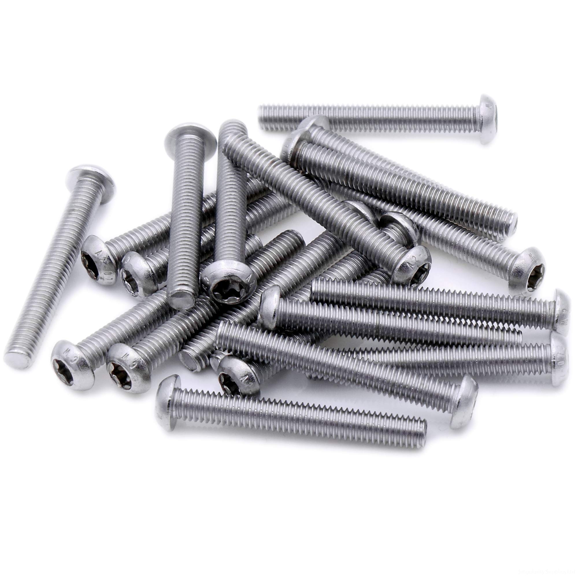 M3 (3mm x 4mm) TX Socket Button Machine Screw (Bolt) - Stainless Steel (A2) (Pack of 20)