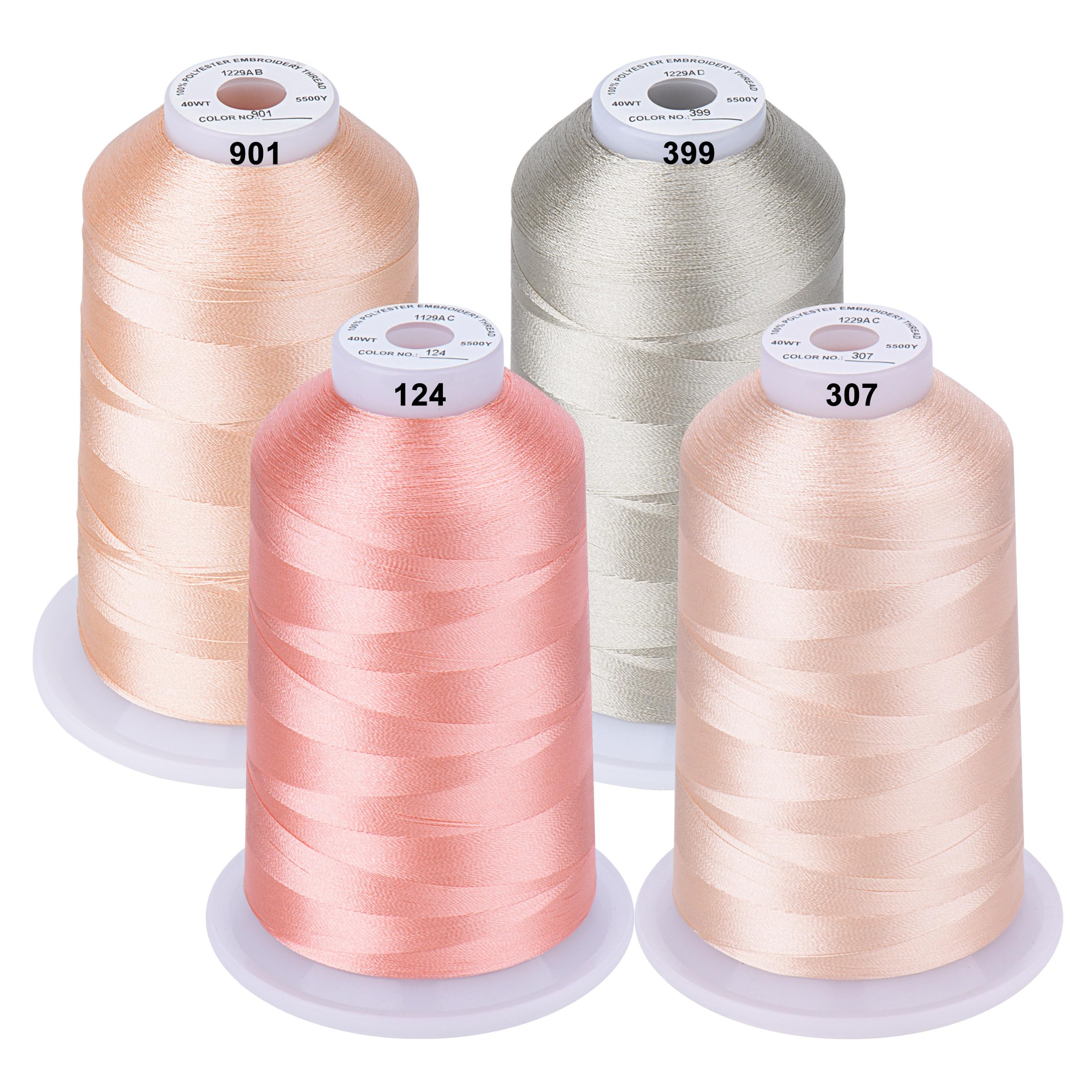 Simthread Machine Embroidery Thread 5000M King-Spools Skin Colors for Brother/Babylock/Bernette/Janome/Singer/Kenmore Sewing and Embroidery Machine