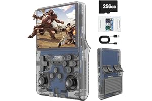 OROMVO R40S PRO Retro Gaming Console, 30000+ HD Games Handheld Game Console, 3800mAh Rechargeable Mini Retro Video Console with 256GB TF Card, Portable Pocket Arcade (Transparent Grey)