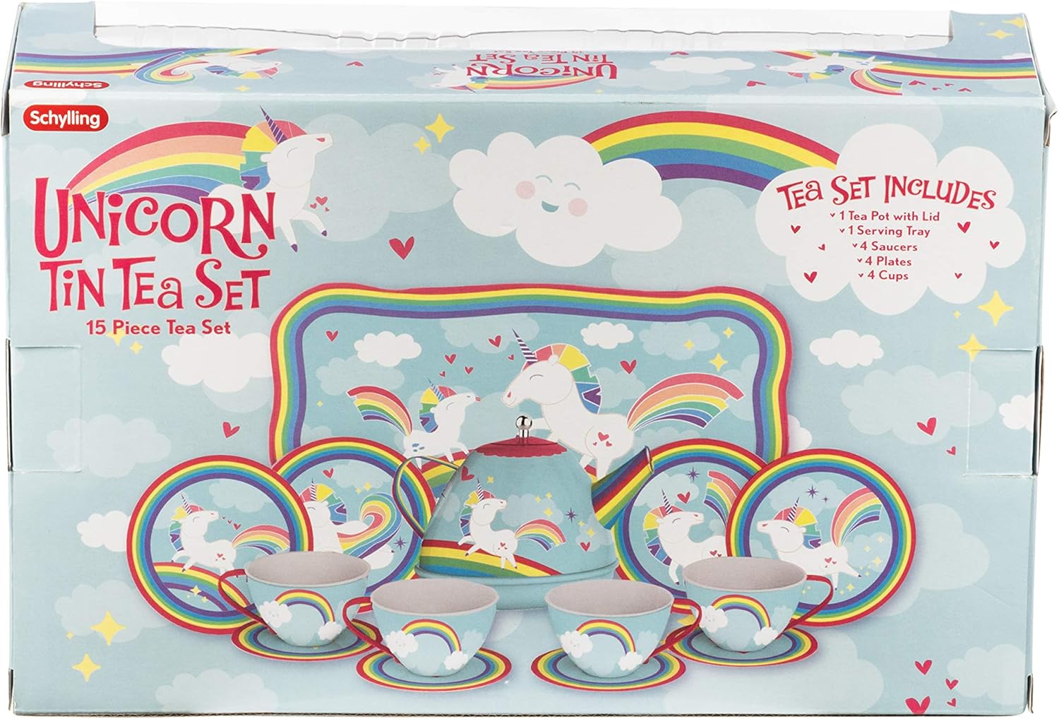 unicorn tin tea set