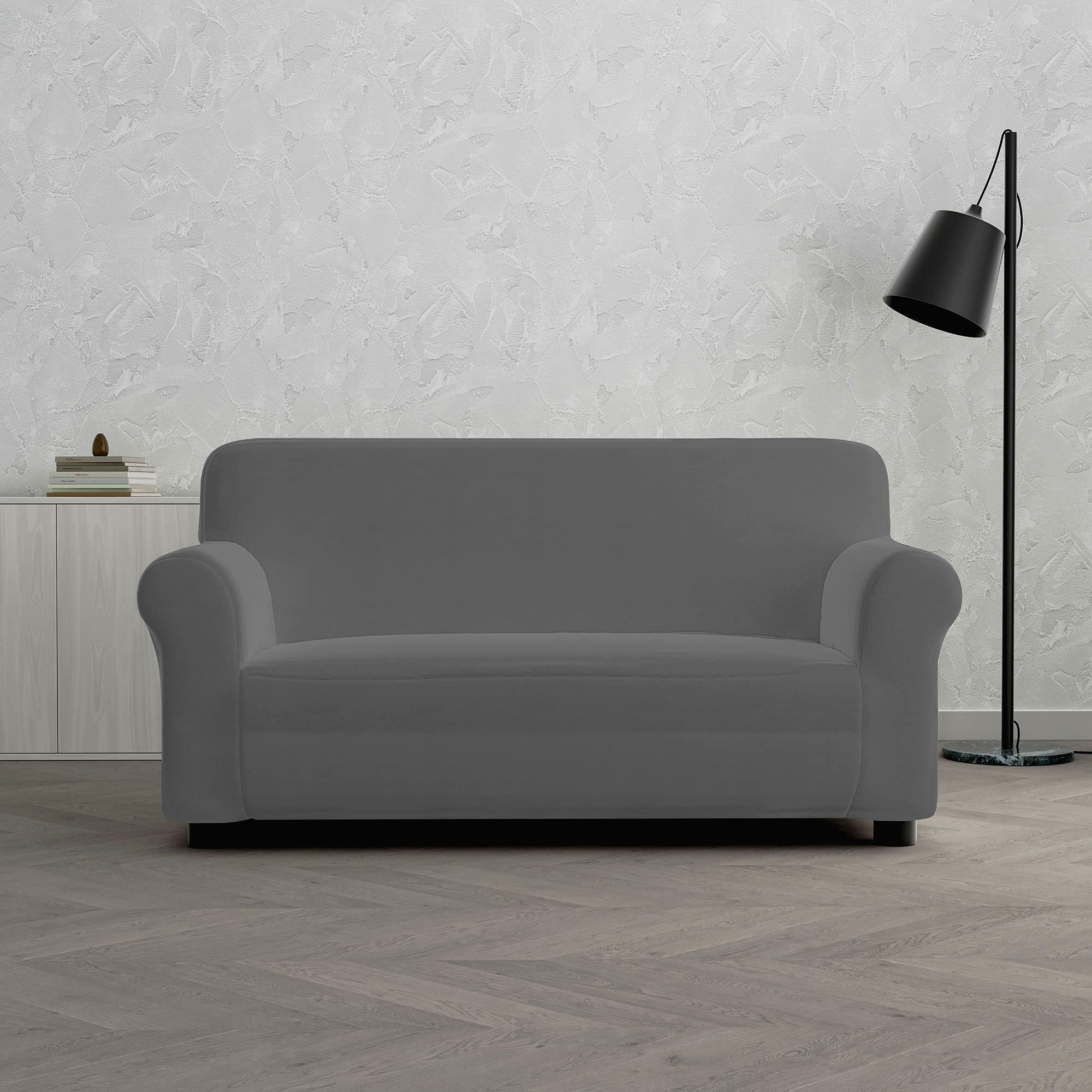 Italian Bed Linen Dahlia elastic sofa cover, Dark Gray, 2 PLACES