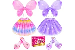 Kids Princess Dress Up Clothes for Little Girls, BIBUTY Pretend Play & Dress Up Princess Costume Set with Princess Shoes Tutu Fairy Wing for Little Girls, Princess Toy Gift for 3-6 Toddler Little Girl
