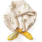 100% Mulberry Silk Scarf for Women, Small Square Satin Scarf for Neck Head Hair Handbag 21"x21"
