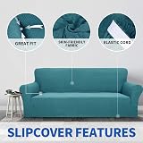 MAXIJIN Newest Jacquard Sofa Cover 2 Seater Peacock Blue Non Slip view 3