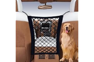 VKHMGDFS Dog Car Barrier Net Car Mesh Organizer, 4-Sides Elastic Seat Back Net Bag, Barrier of Back Seat Pet Kids, Cargo Tissue Purse Holder, Driver Storage Netting Pouch for Cars SUVs Vans Traveling