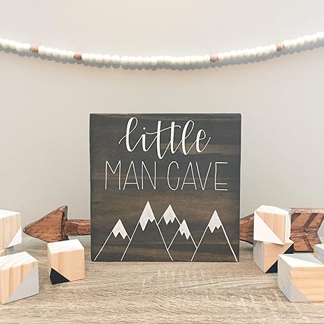 Amazon Com Little Man Cave Hand Lettered Wood Sign