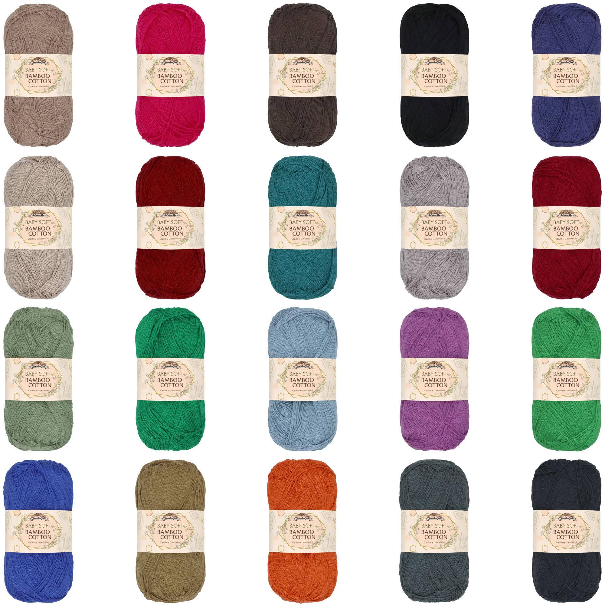 JubileeYarn Baby Soft Bamboo Cotton Yarn - 50g/Skein - Dark Assortment - 20 Skeins — image 1