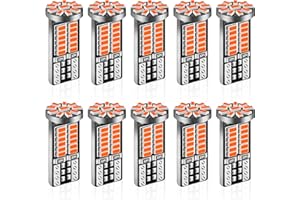 iFunyLED 10Pcs Super Bright 194 T10 168 2825 W5W 34-SMD 3014 Chipsets Replacement LED Bulb for Car Trunk Interior Dome Map Door Courtesy License Plate Lights - Amber Yellow