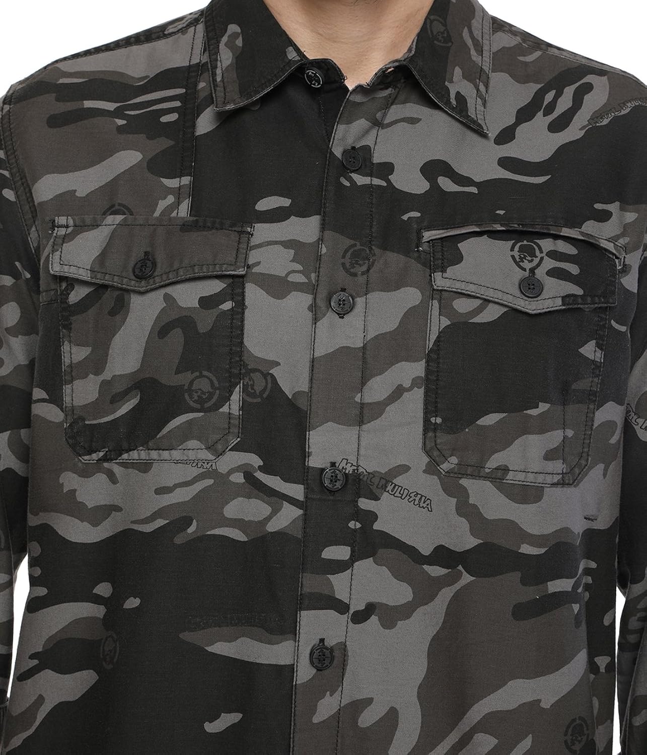 starsy grey camouflage cotton casual shirt for men