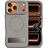 SIMBOR Magnetic for iPhone 17 Pro Max Case with Stand[Compatible with MagSafe] Slim Invisible Kickstand, Protective Anti-Fingerprint Phone Cove 6.9", Medium Grey