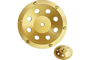 ACTINTOOL 7 in. x 5/8-11 in. Threaded Arbor 6 PCS 1/4 Round PCD 7 Inch PCD Cup Wheel, VCT Carpet Glue Thinset Removing PCD Grinding Wheel (5/8"-11 Threaded)