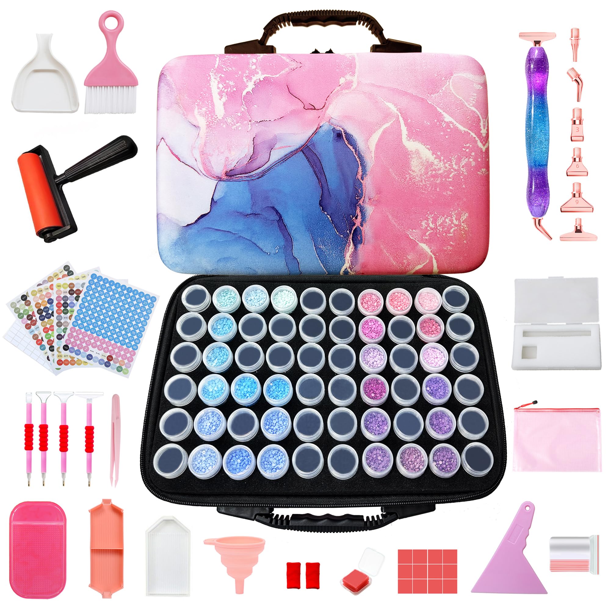 Fokenzary Art Diamond Painting Storage Containers 60 Slots Diamond Painting Kits Accessories and Tools Portable
