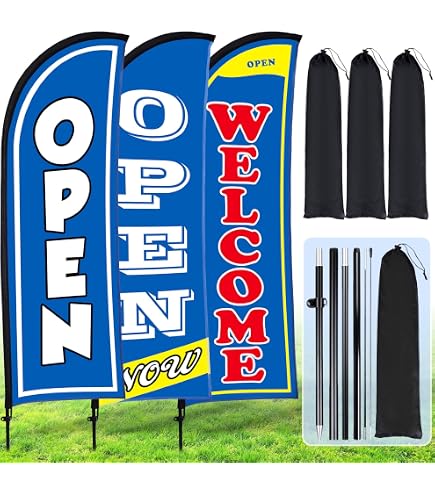 LookOurWay Welcome Feather Flag Complete Set With Pole & Ground Spike
