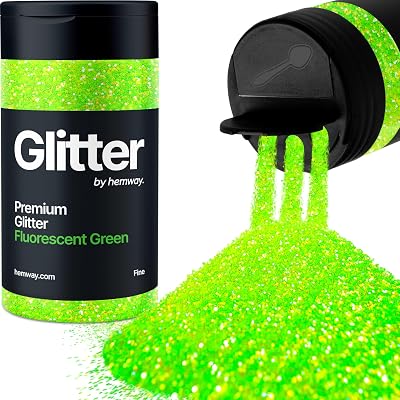 Hemway Fluorescent Green Glitter Shaker 130g Fine Resin Epoxy Craft