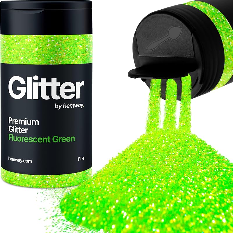 Hemway Fluorescent Green Glitter Shaker 130g Fine Resin Epoxy Craft