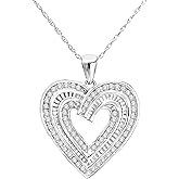 NATALIA DRAKE 1/2 Cttw Diamond Heart Necklace for Women in Rhodium Plated 925 Sterling Silver