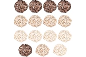 THOVORRNL 15 Pieces Wicker Rattan Decorative Balls Orbs Vase Fillers for Halloween Christmas Tree Craft, Pet Bird Chew Toy Party Wedding Table Ornaments Decorative House Crafts Hanging DIY Accessories (Sphere)