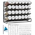 SpaceAid Spice Rack Organizer with 28 Spice Jars, 386 Spice Labels, Chalk Marker and Funnel Set for Cabinet, Countertop, Pantry, Cupboard or Door & Wall Mount - 28 Jars, 13.4" W × 10.8" H, White