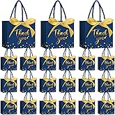 Jetec 45 Pcs Mini Paper Gift Bag Bulk 5.5 x 4.7 x 2.5'' Small Thank You Favor Bag with Handle Bow Ribbon for Valentine Wedding Baby Bridal Shower Birthday Anniversary Party(Business Blue/gold)