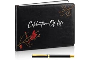 YINGZHAO Funeral Guest Book with Pen Cardinal Memorial, 144 Pages Funeral Guest Book for Memorial Service Black Celebration of Life Decor in Loving Memory Guest Sign in Book for Funeral (Celebration of Life)