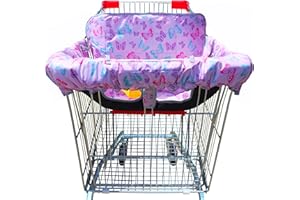 Gowraps 2-in-1 Shopping Cart and High Chair Cover-Grocery Cart Cover for Babies Toddlers Infants Resturant Highchair Cover-Padded Folds to Portable Pouch for Baby Boy Girl (Butterfly)