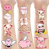 Atsmbiye 168 Pcs Pink Pig Temporary Tattoos Stickers Farm Animals Themed Birthday Party Favors Decorations Goodie Bag School Prizes Tattoo
