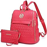 MKP COLLECTION Women Fashion Backpack Purse Multi Pockets Anti-Theft Rucksack Travel Shoulder Bag Handbag Set 2pcs