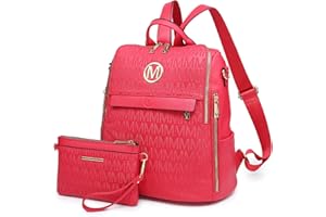MKP COLLECTION Women Fashion Backpack Purse Multi Pockets Anti-Theft Rucksack Travel Shoulder Bag Handbag Set 2pcs