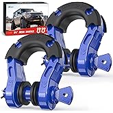 Nilight Heavy Duty Mega D-Ring Shackles(2 Pack) 68,000 lb Break Strength(17,000 lb WLL) w/ 7/8″ Screw Pin & Washers, Forged Steel Off-Road Recovery Shackles for Tow Strap & Winch Gear, Blue
