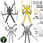 T13 Figure Set & Titan 13 Toys 4 Pack(3d Printed Action Figures Assembly Completed)(Multi-Jointed Movable)(Mecha Designs Includes Various Accessories)Dummy T 13 Figures Desk Decoration 5.5in
