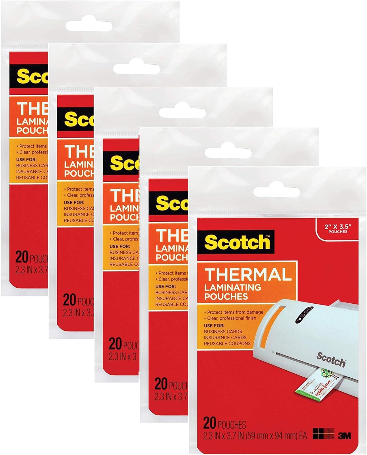 Scotch Thermal Laminating Pouches, 2.3 x 3.7Inches (5