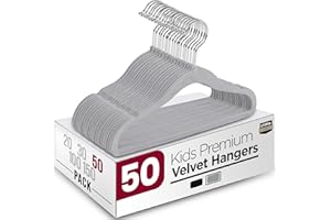 Utopia Home Kids Hangers Velvet Pack of 50-11 Inch Durable Baby Hangers for Closet - Perfect for Toddler for Everyday Use (Gr