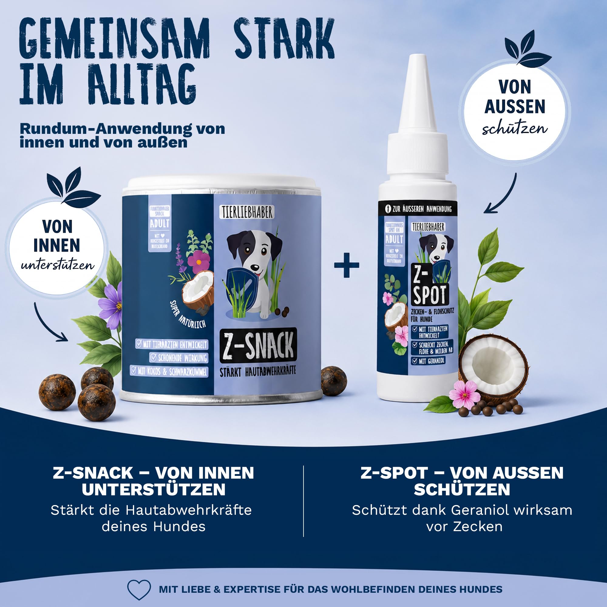 Zeckenschutz Hund Z-Spot mit Geraniol – Pflanzliches Zeckenmittel für Hunde tierärztlich entwickelt – Spot On Hund mit Schwarzkümmel- & Kokosöl – Floh und Zeckenschutz für Hunde 50ml von TIERLIEBHABER 8