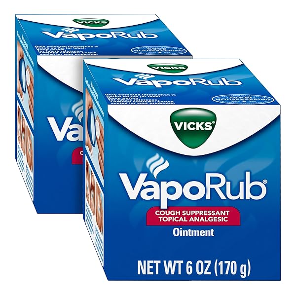 VAPORUB, ORIGINAL, COUGH SUPPRESSANT, TOPICAL CHEST RUB & ANALGESIC OINTMENT, MEDICATED VICKS VAPORS, RELIEF FROM COUGH DUE TO COLD, ACHES & PAINS, 6OZ