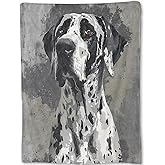 ainori Great Dane Flannel Blanket - Realistic Portrait White Black Throw,Gifts for Kids Teens & Dog Lovers,Ultra Soft & Warm,Lightweight, for Couch Bedroom Living Room Modern Decor & Travel 60x80in