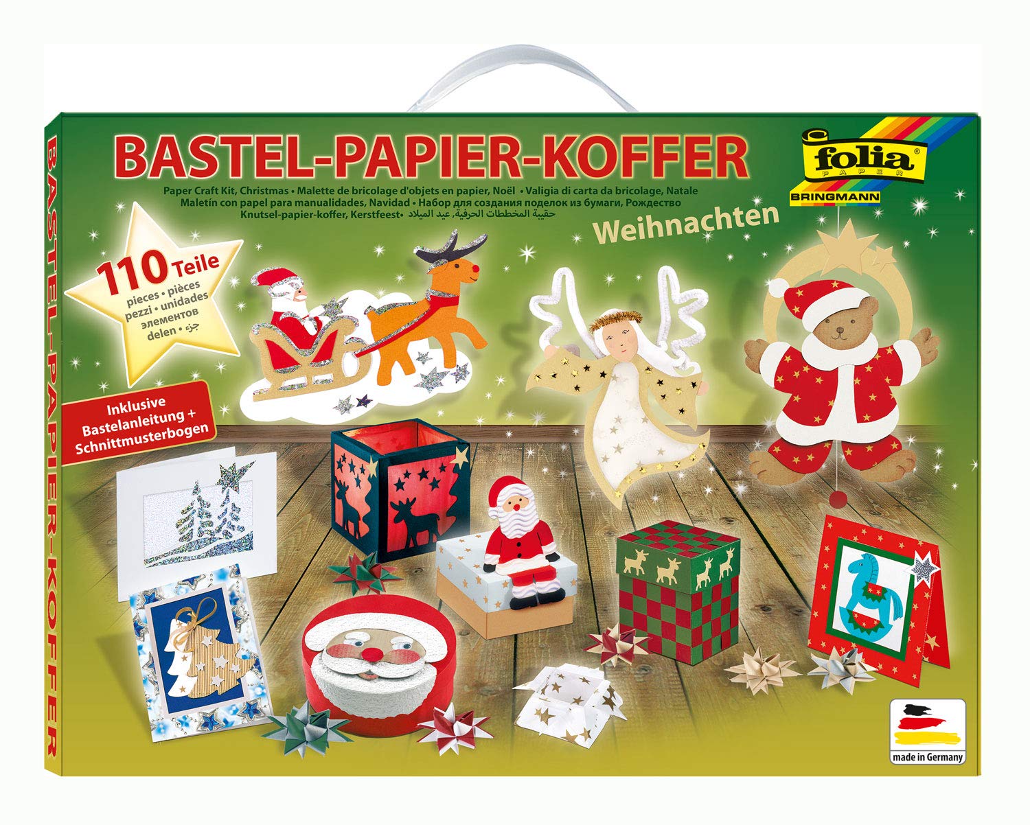 folia Craft Paper case Christmas, 110 Pieces, Multicoloured, XL