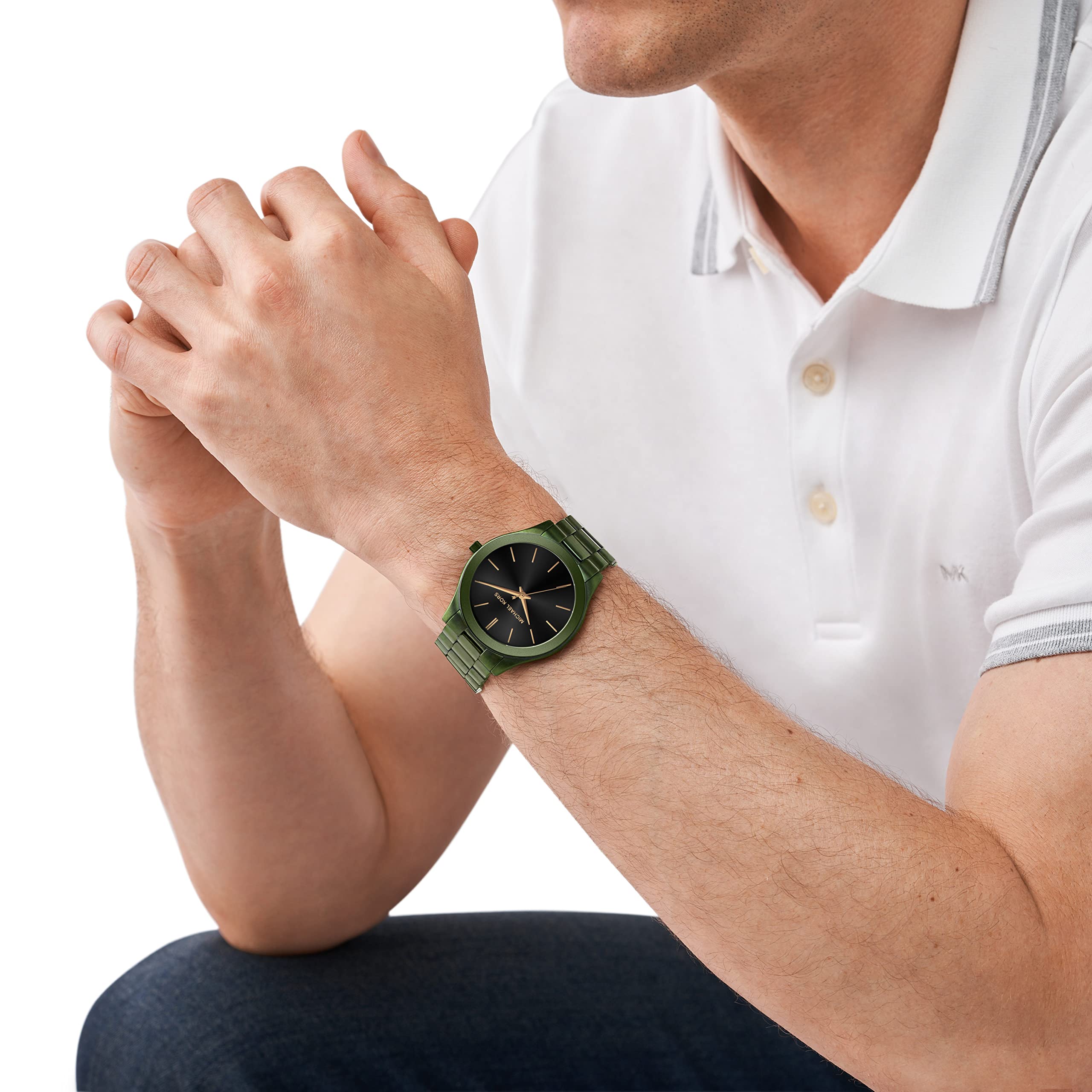 Michael Kors Men's Slim Runway MK8715 Green Stainless-Steel Quartz Dress Watch