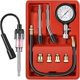 Fiada 9 Pcs Automotive Compression Tester Kit and Spark Plug Tester, Red | 0-300PSI Universal Car Motorcycle Chainsaw Outboard Motor Snowmobile Engine Testing Tools for Cylinder Pressure Gauge